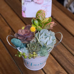 Load image into Gallery viewer, Tin Pail Succulent Arrangement
